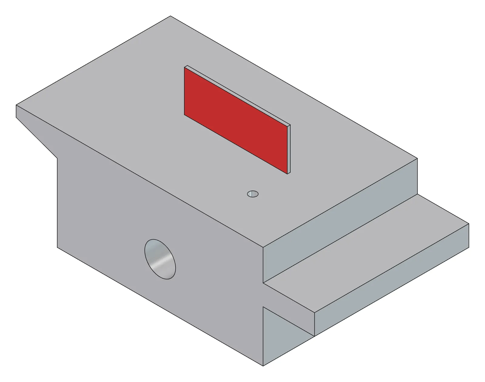 검사 결과 색칠: 빨강 = 얇은 벽 0.6 mm